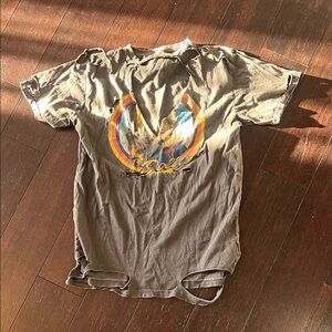 Midnight Rider torn look grey Tee Dolly Parton logo